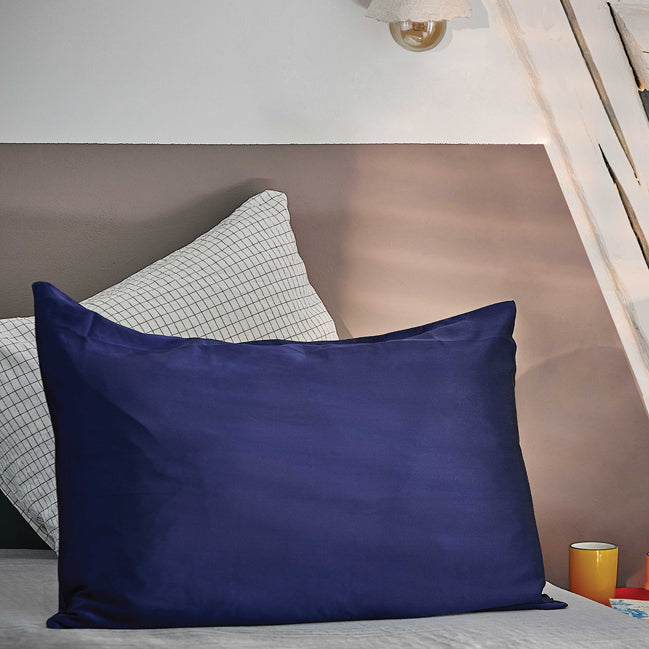 Taie d'oreiller en soie 19 mommes 50x70 Bleu marine - 1