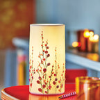 Lampe de table artisanale rose en porcelaine motif floral - 1
