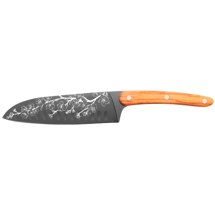 Couteau de cuisine Deejo Sankai Sakura lame inox titane manche en bois d’olivier - 1