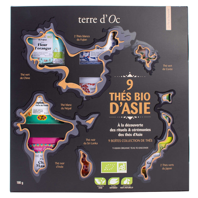 Coffret 9 boîtes collection de thés bio d'Asie terre d'Oc - 1