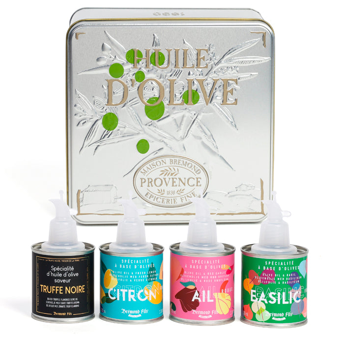 Coffret 4 huiles d'olive extra vierges aromatisées Maison Brémond Provence - 1