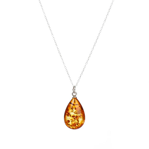 Collier goutte d'ambre argent - 1