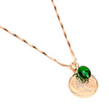 Collier médaille arbre de vie en acier inoxydable doré et perle de verre - 1