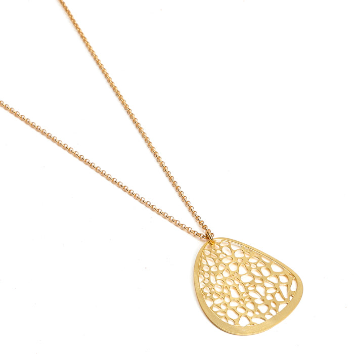 Collier Petra pendentif laiton doré fabrication artisanale - 1
