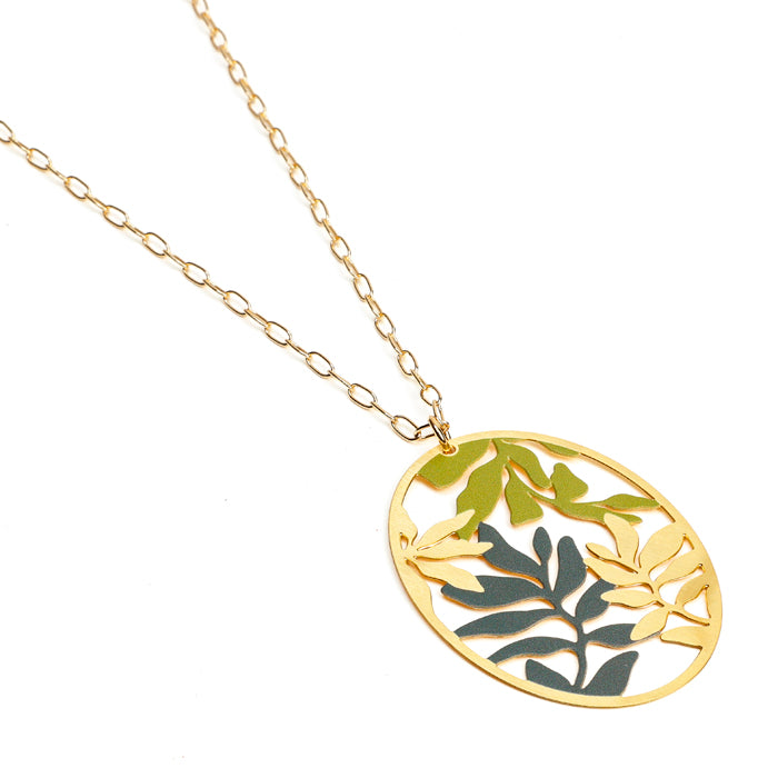 Collier long Orabella pendentif laiton doré fabrication artisanale - 1