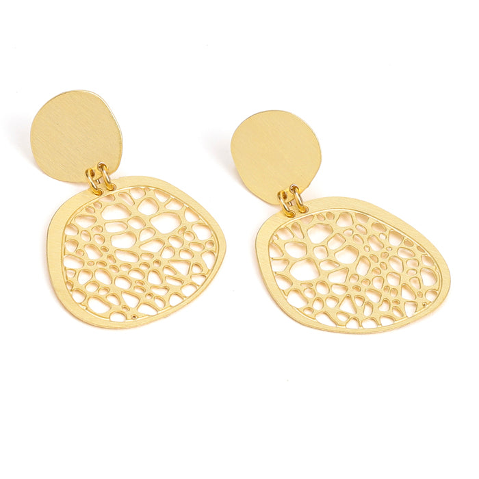 Boucles d'oreilles Petra en laiton doré fabrication artisanale - 1