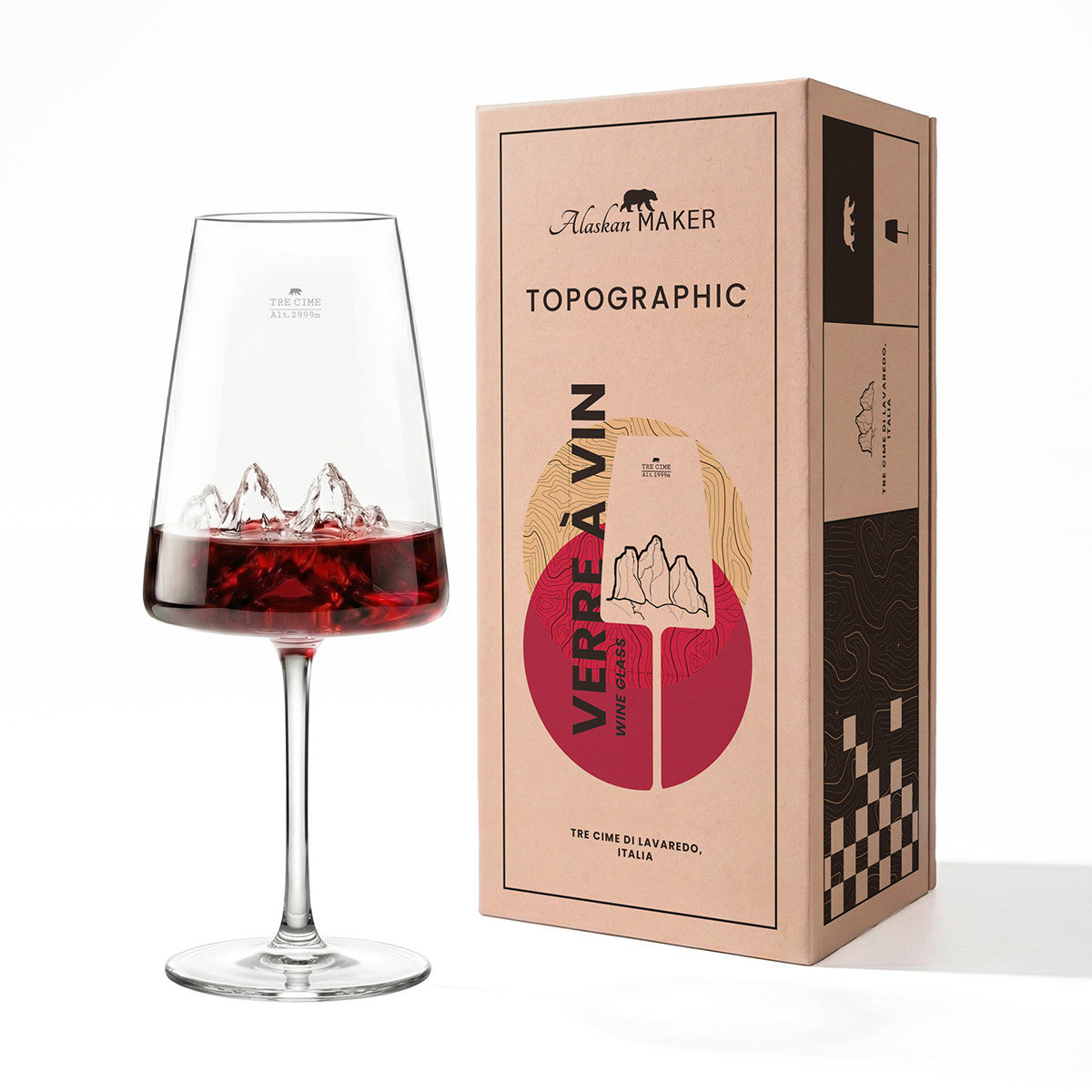 Coffret verre à vin topographic tre cime di lavaredo - 2