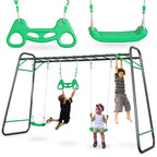 Aire de jeux jardin xxl hypermotion - portique acier 2 sièges, échelle & trapèze - 1