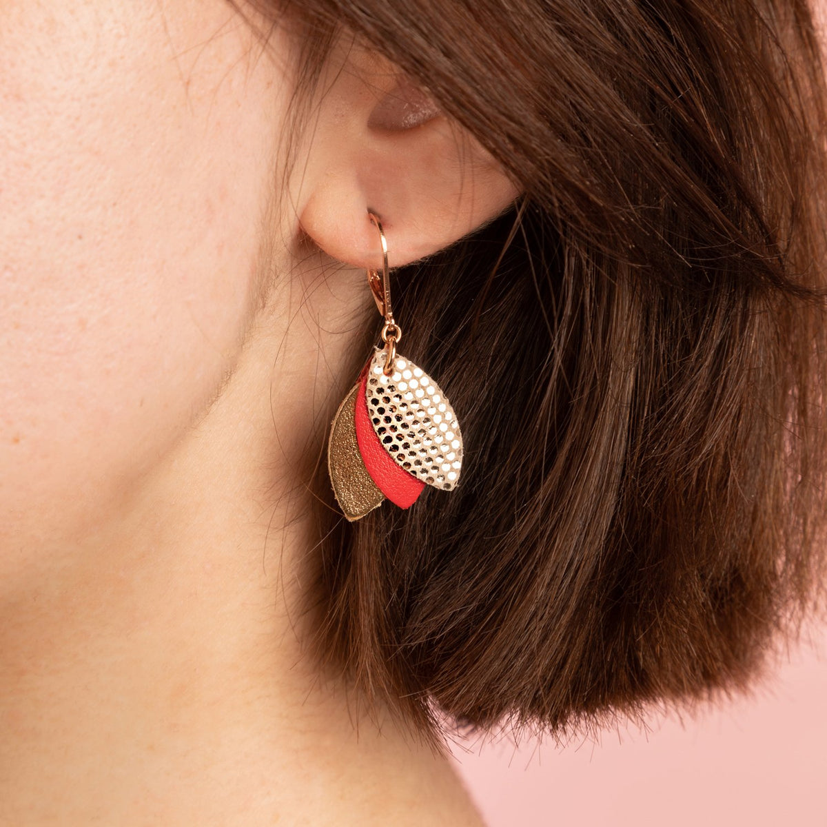 Boucles en cuir les chouchous rouge - 2