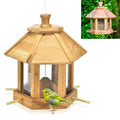 Mangeoire oiseaux bois cèdre 6 emplacements toit amovible jardin - 1