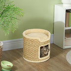 Panier coussin griffoir chat 3 en 1 jonc de mer peluche beige - 2