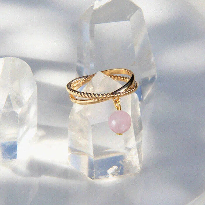 Bague quartz rose diana or 50 - 1