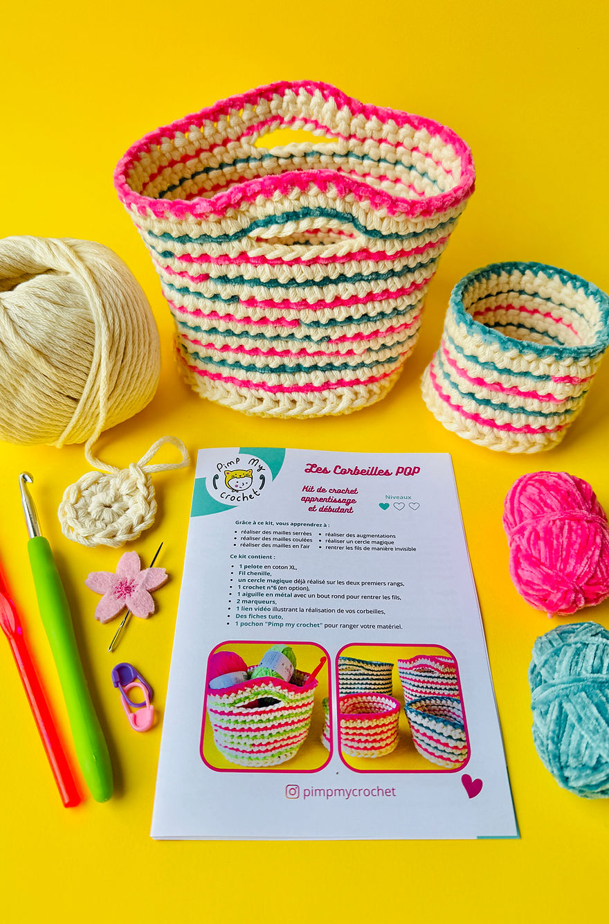 Kit de crochet corbeilles pop - 2