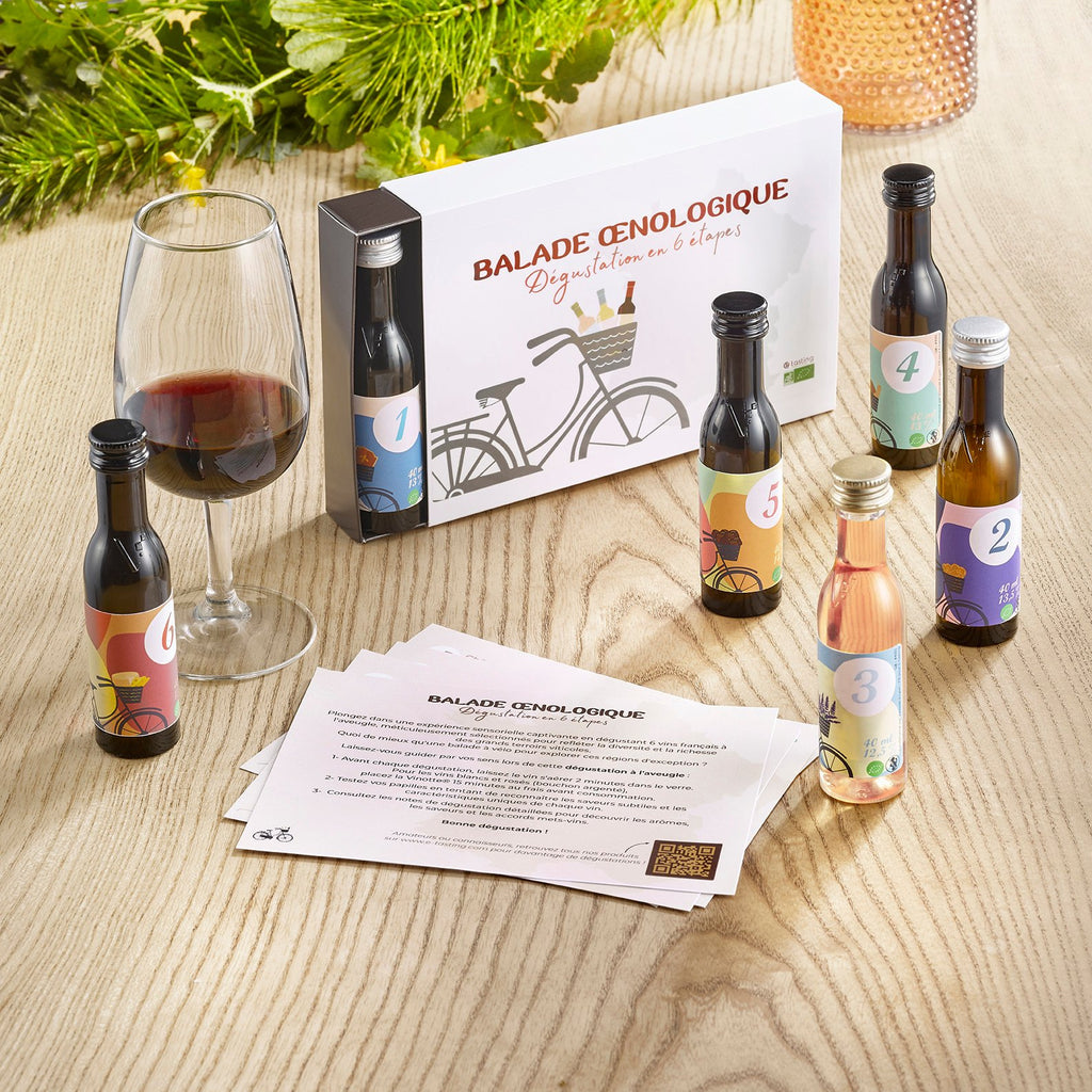 Coffret cadeau de dégustation 100% vins bio français - la balade œnologique - 1