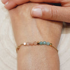 Bracelet pierres talisman rose et vert - 1