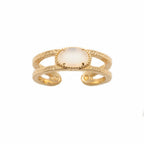 Bague double pierre de lune or ajustable - 2