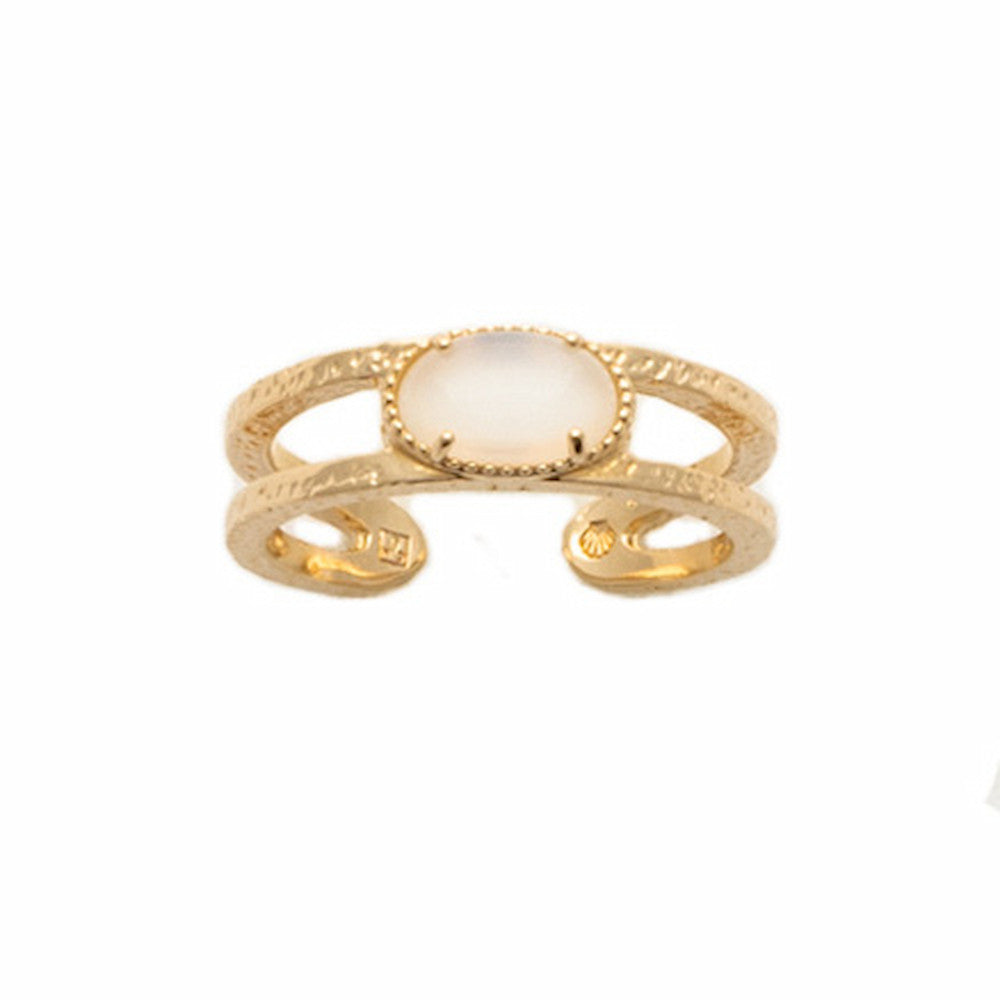 Bague double pierre de lune or ajustable - 2