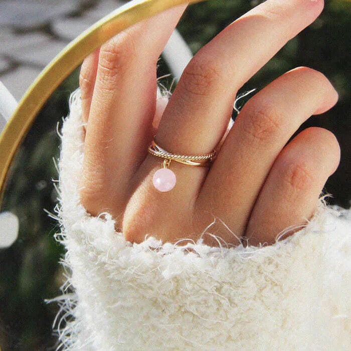 Bague quartz rose diana or 50 - 2