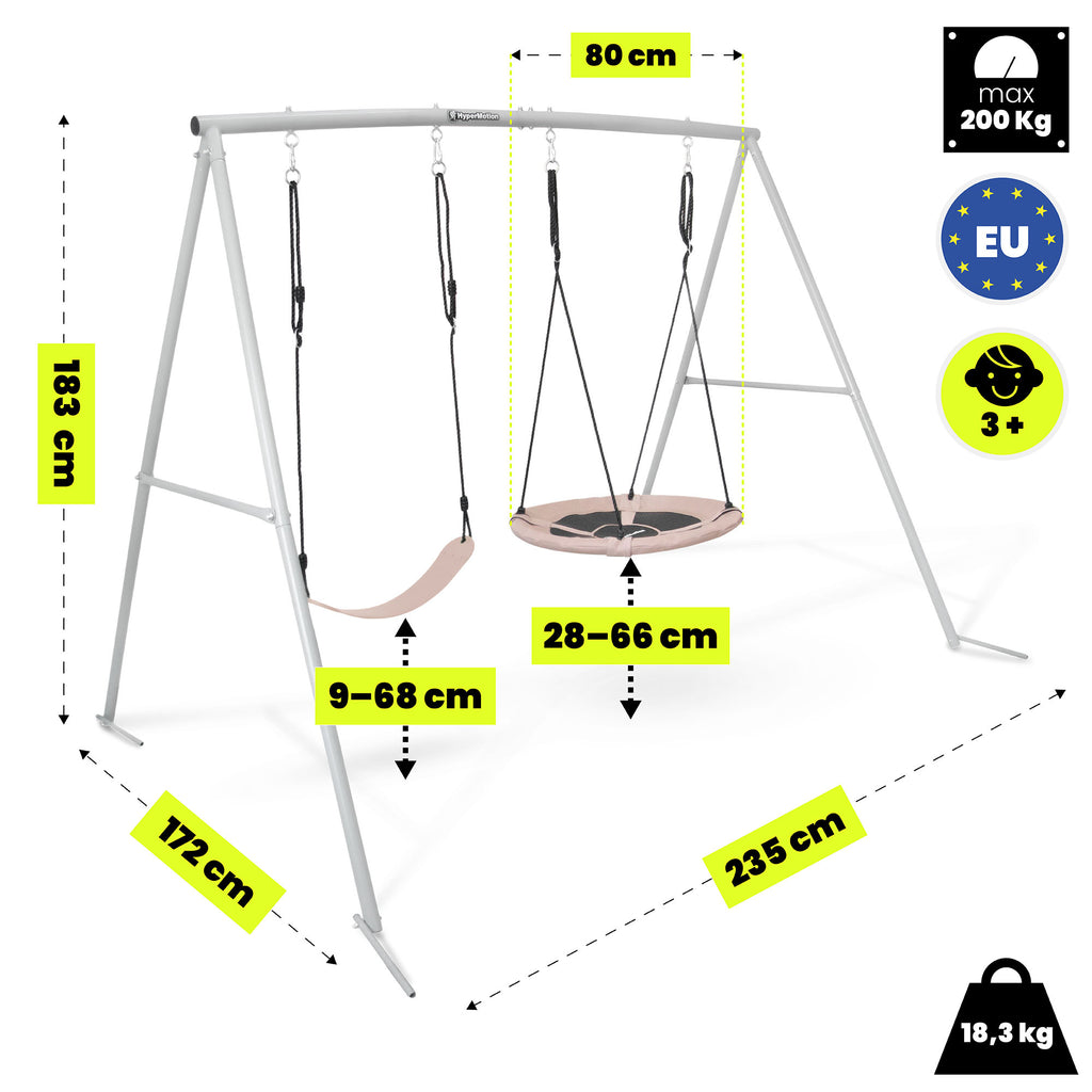 Balançoire double hypermotion avec nid-de-pie et siège classique - 2