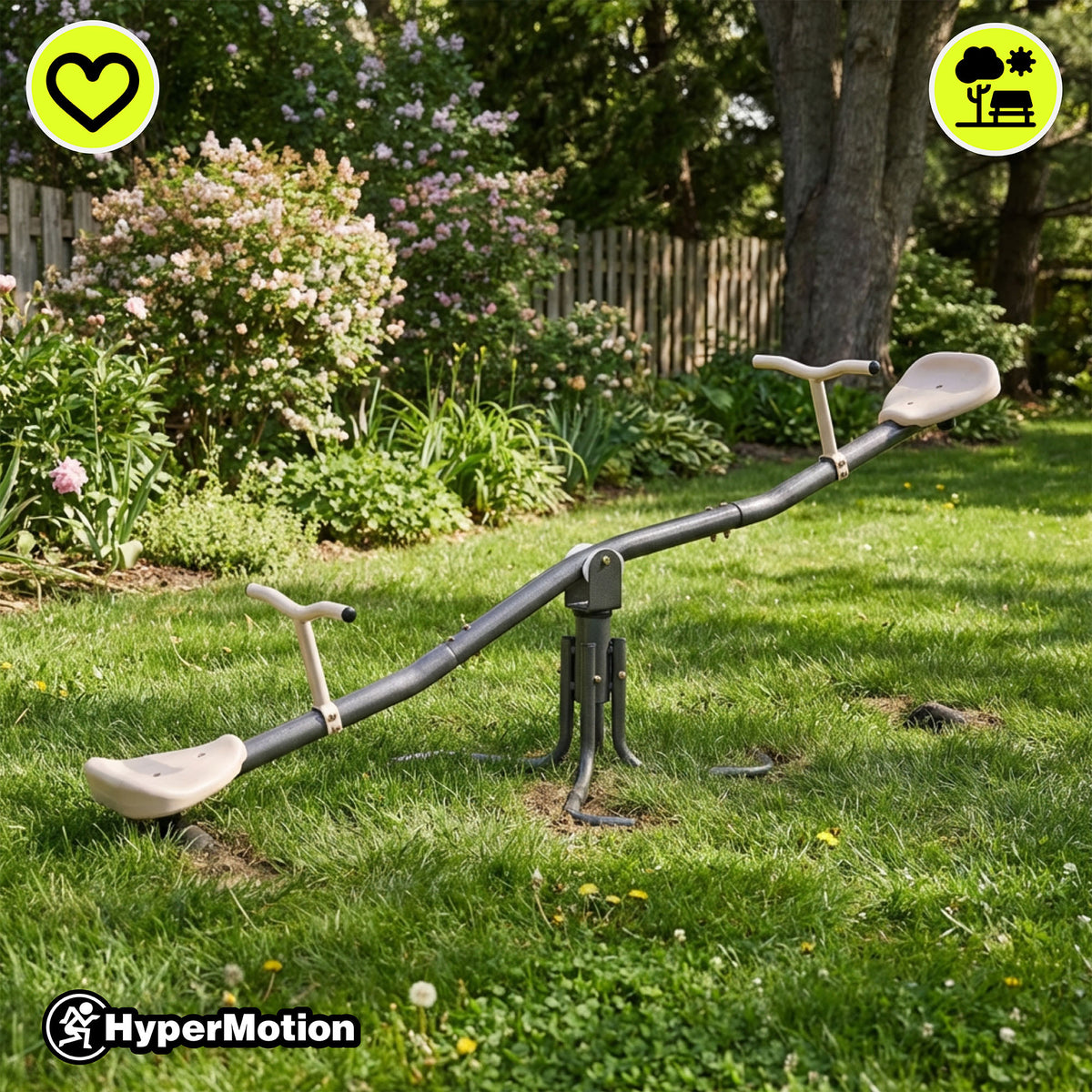 Balançoire jardin 2-en-1 hypermotion - poutre équilibre & rotation 360° - 70kg - 1