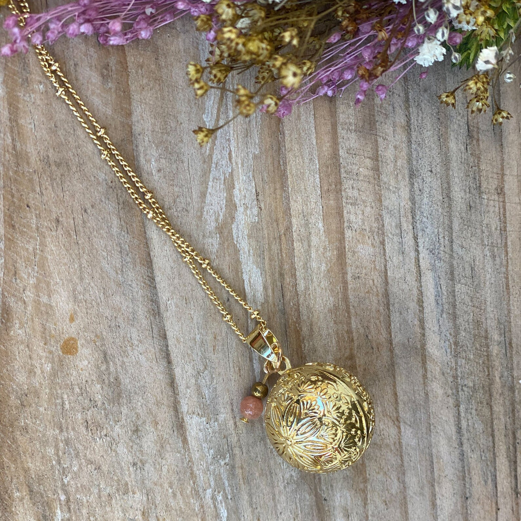 Bola de grossesse or gravé avec quartz - 2