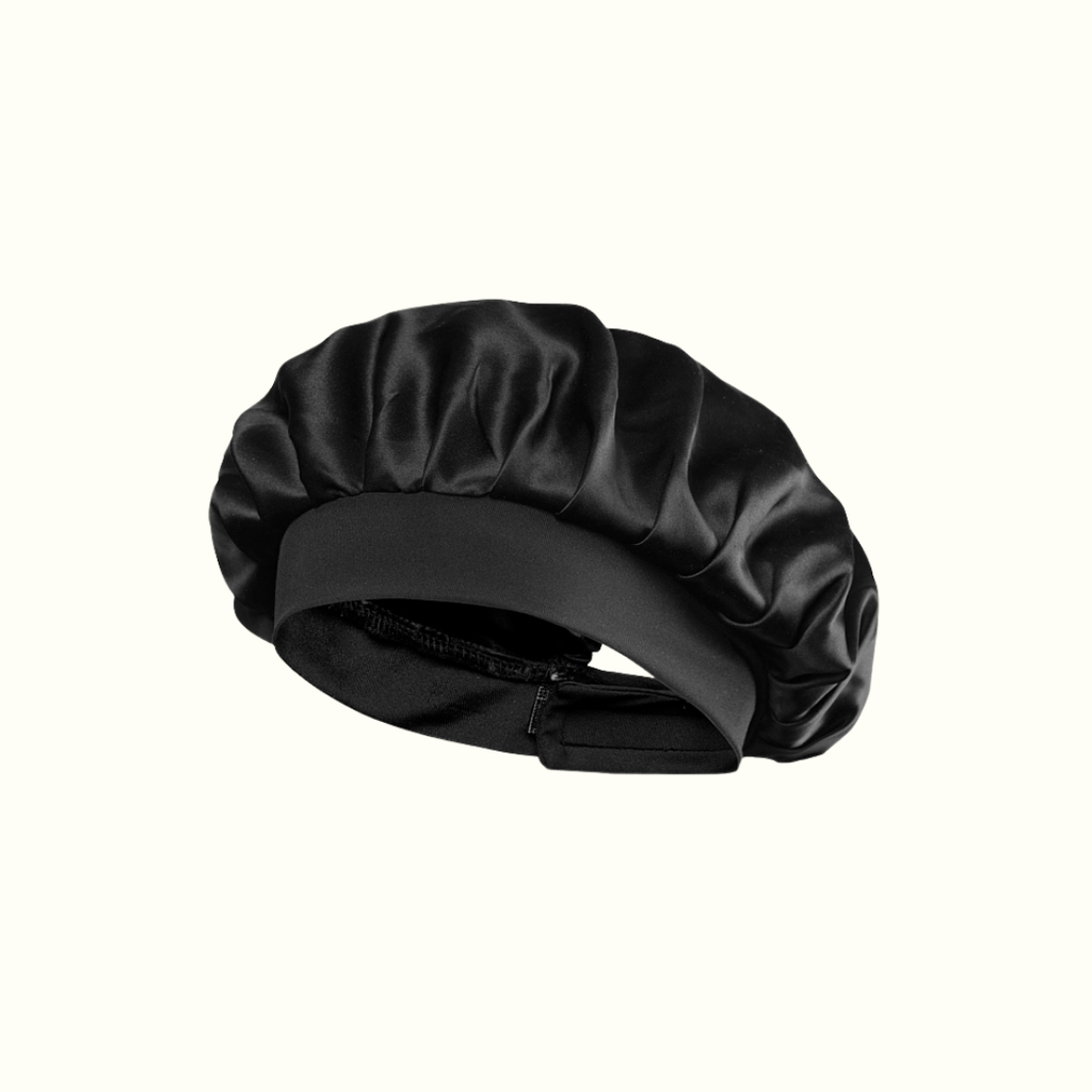 Bonnet de nuit 100% pure soie Noir - 1