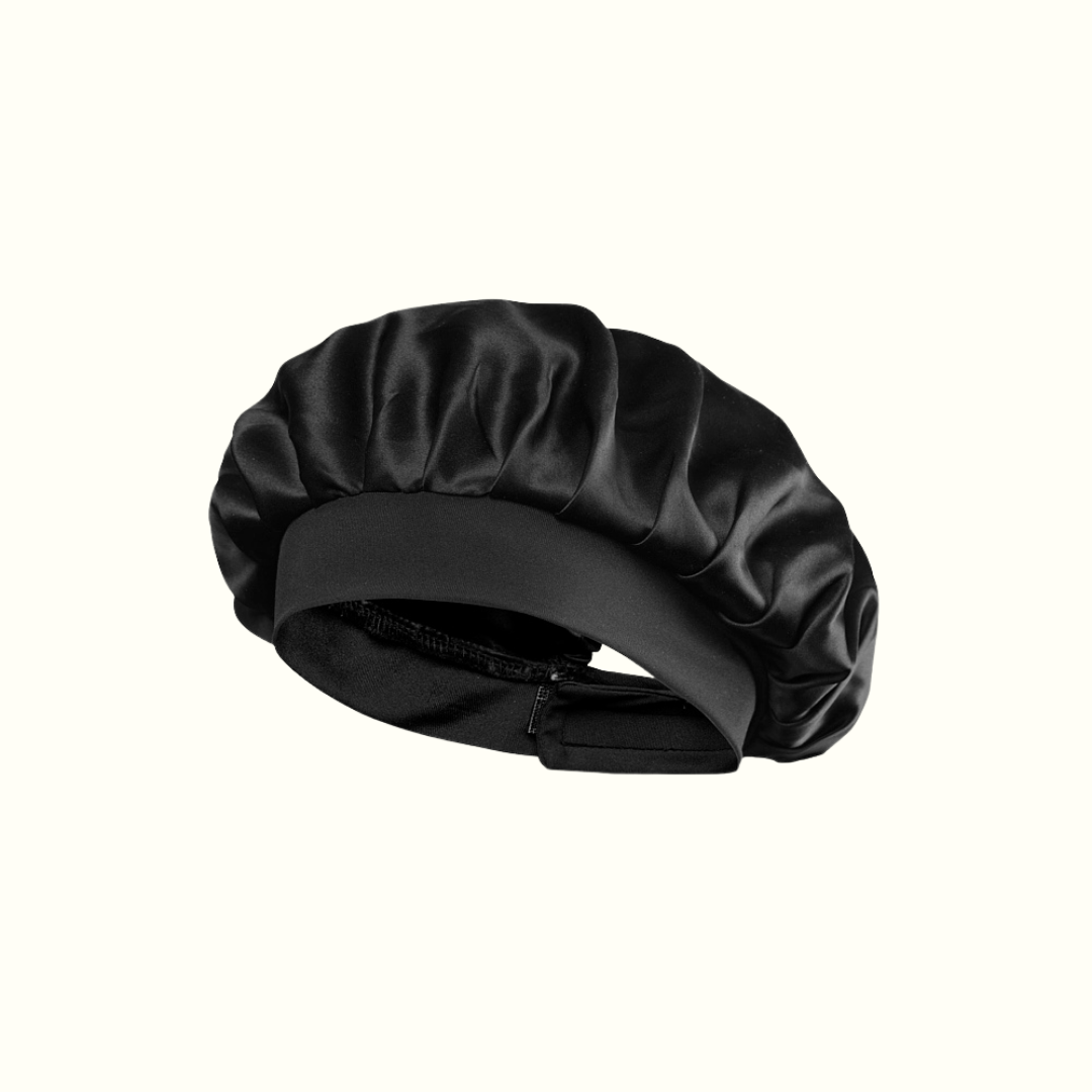 Bonnet de nuit 100% pure soie Noir - 1