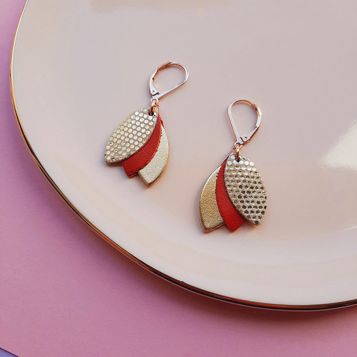 Boucles en cuir les chouchous rouge - 1