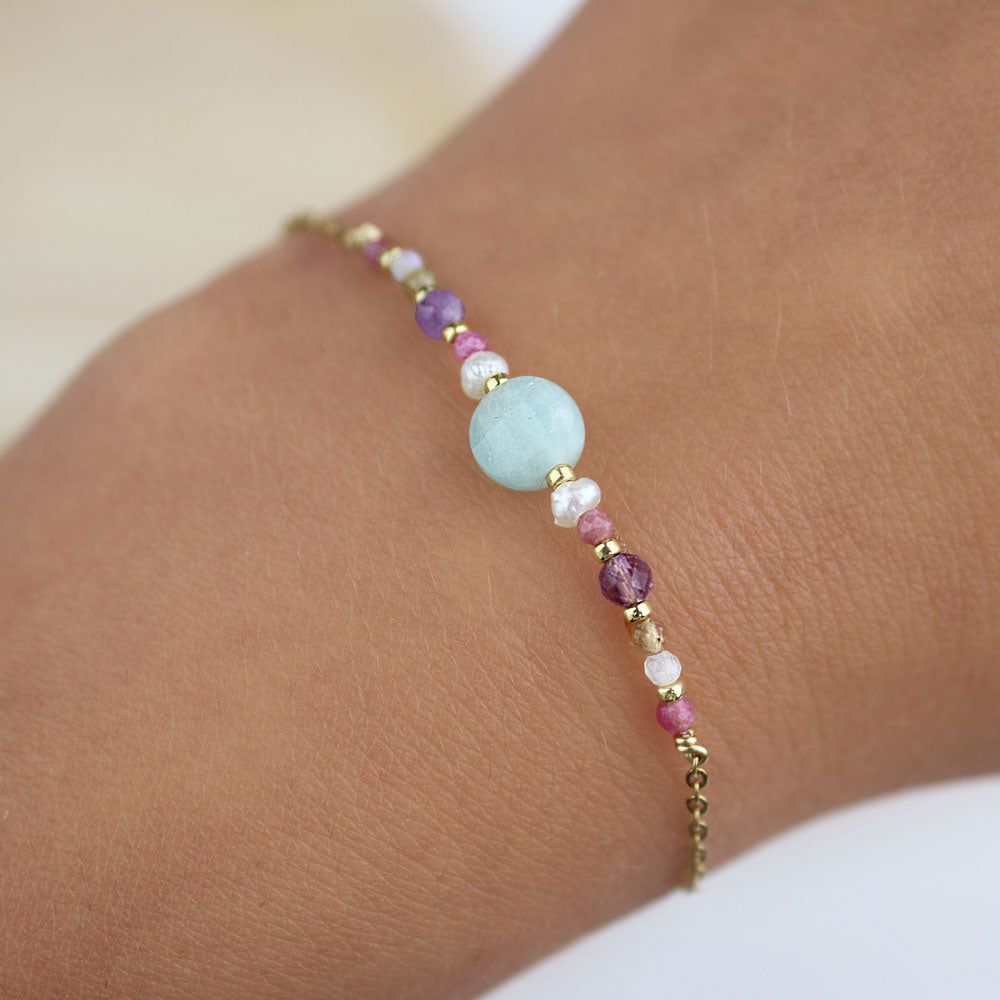 Bracelet pierres naturelles jade bleu - 1