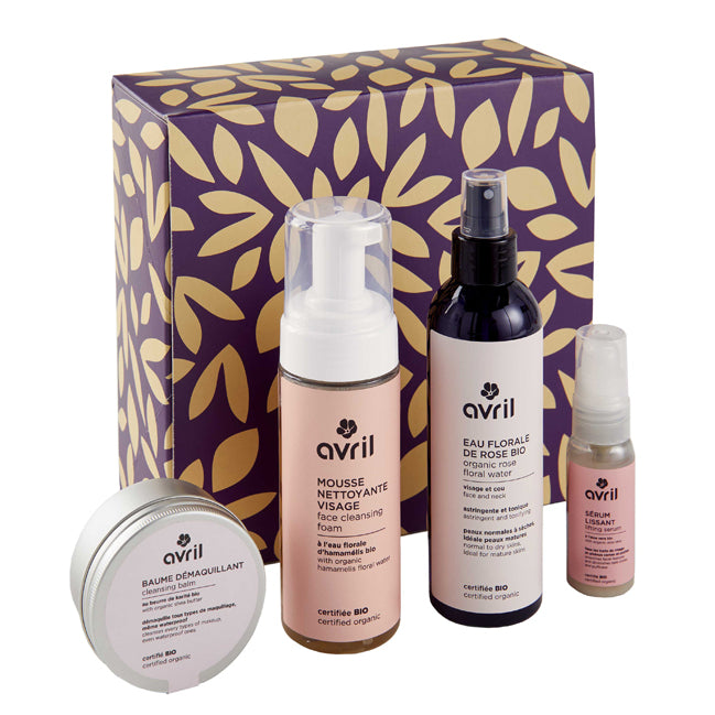 Coffret routine visage bio nettoyant, démaquillant, sérum, eau florale Avril - 2