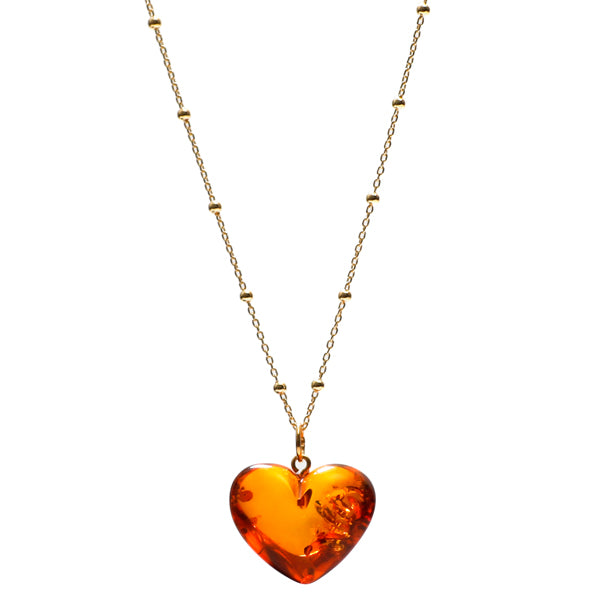 Collier argent doré cœur d'ambre - 2