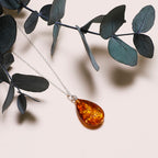Collier goutte d'ambre argent - 2