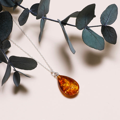 Collier goutte d'ambre argent - 2