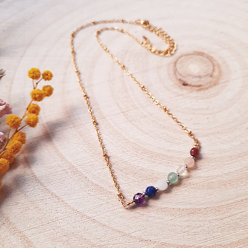 Collier pierres points 7 chakras - 2