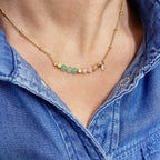 Collier pierres talisman rose et vert - 2