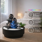 Fontaine d'intérieur oasis avec jardin zen, cascade en jarres et led coloré - 1