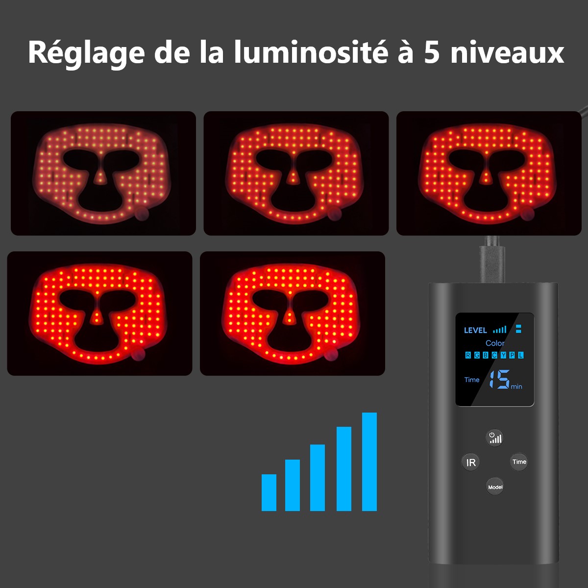 Masque led visage luminotherapie - 2