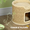 Panier coussin griffoir chat 3 en 1 jonc de mer peluche beige - 1