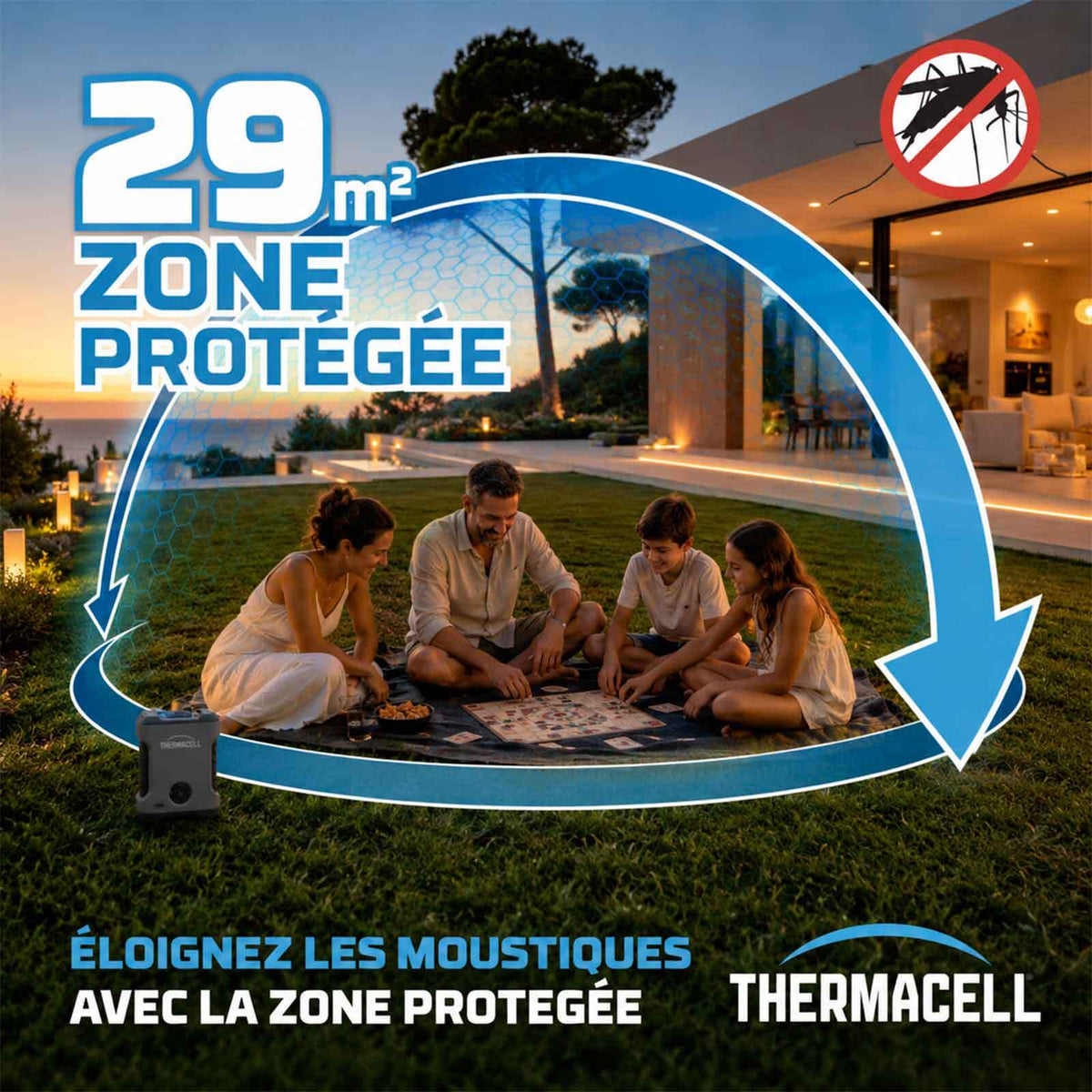 Répulsif antimoustiques thermacell ex90 rechargeable – zone protégée 29 m² - 2