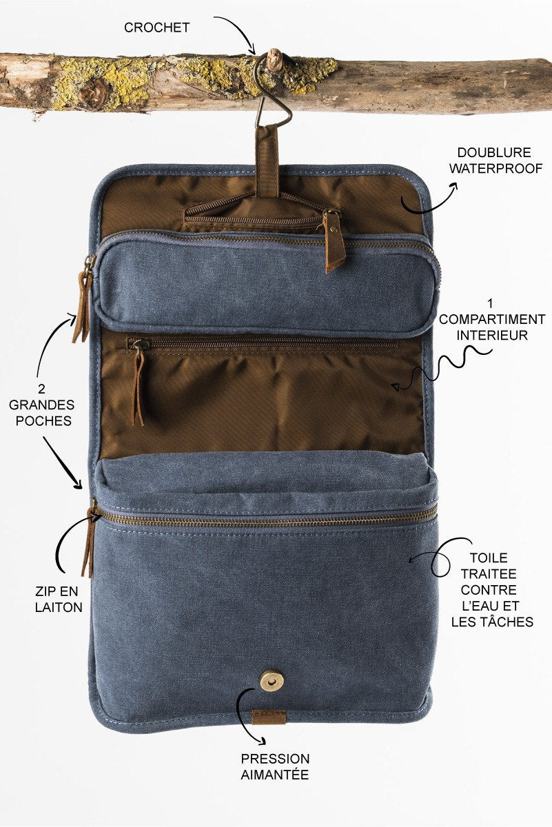 Trousse toilette pliable bleu marine - 1
